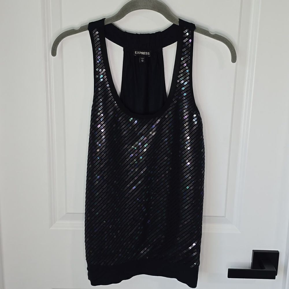 Express Rainbow Colorful Sequin Sleeveless Top - Size XS